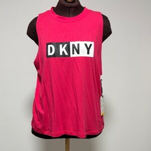 DKNY Bold Pink Muscle Tee sz L